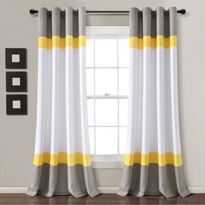 Alexander Color Block Light Filtering Window Curtain Panel Set condition 9/10